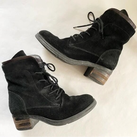 Miz Mooz Sloanne Black Suede Lace Up Boots - Picture 2 of 6